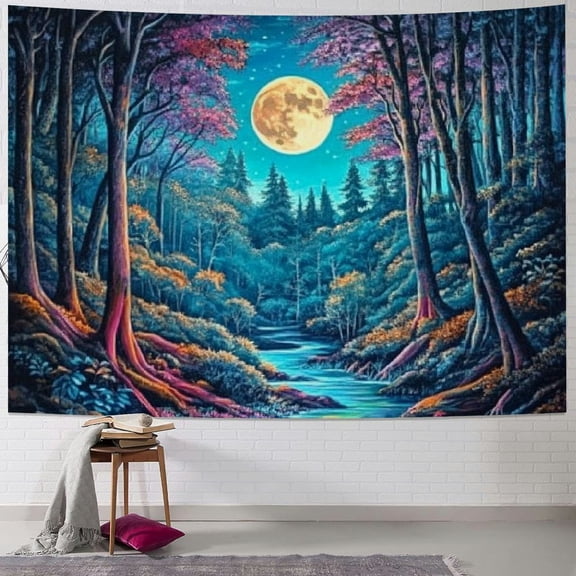 BCIIG Fantasy Forest Tapestry Tree of Life Tapestry Trippy Galaxy Moon Wall Tapestries Misty Forest Trees Tapestry Vintage Aesthetic Tapestry Wall Hanging for Bedroom Decor 50x40inch