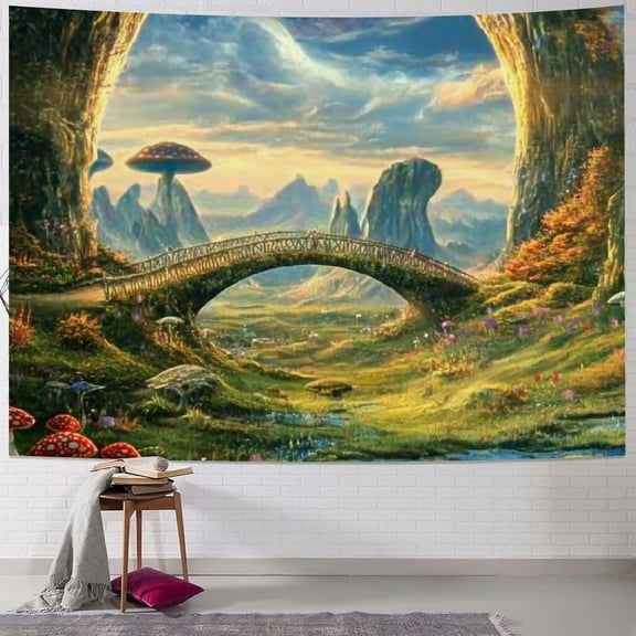 BCIIG Fantasy Forest Tapestry Trippy Planet Tapestry Magical Mountain Tapestry Nature Landscape Wall Tapestry Hippie Boho Aesthetic Tapestry Wall Hanging for Bedroom 50x40inch