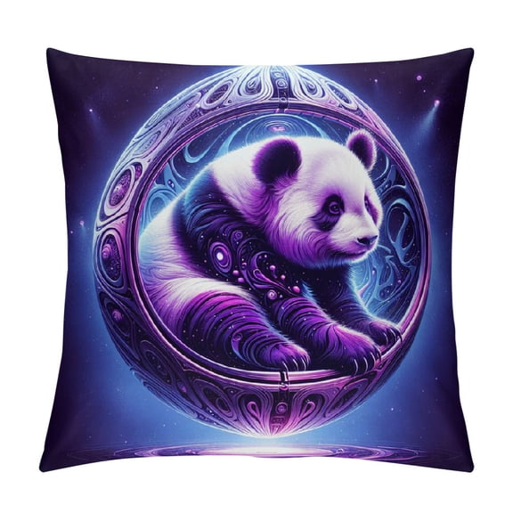 BCIIG Fantasy Panda Futuristic Pod Graphic Decorative Throw Pillow Cover for Home Couch Living Room Bed Sofa - 1PC Short Plush Pillow Case Home Furnishing 20x20in