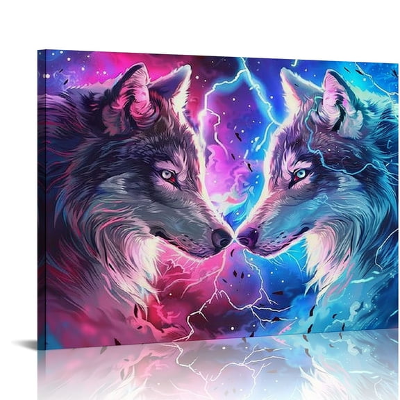 BCIIG Fantasy Wolf Decor Wall Art - Wolf Pictures for Wall Artwork for Bathroom, Bedroom &amp; Living Room  20x16in