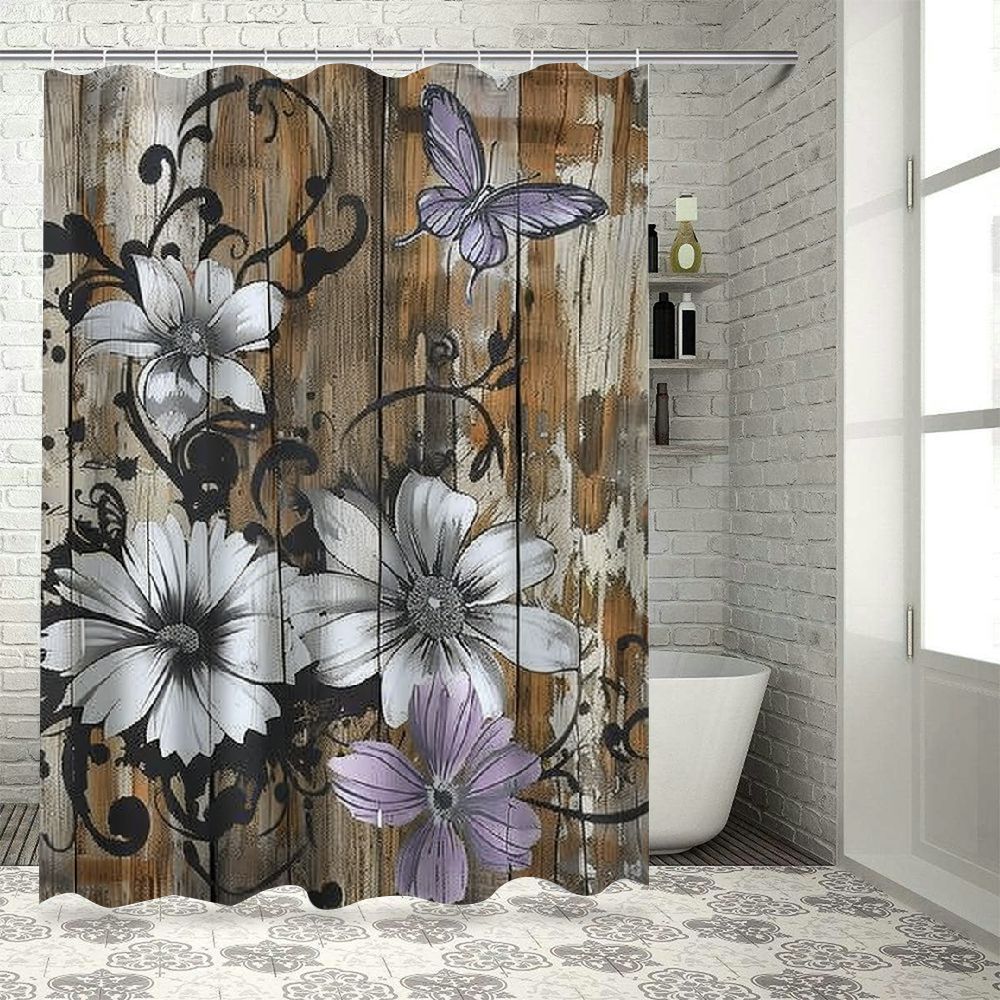 12-Pack Pink Daisy Shower Curtain Hooks - Stainless Steel Rustproof Hooks With 3D Resin Flowers