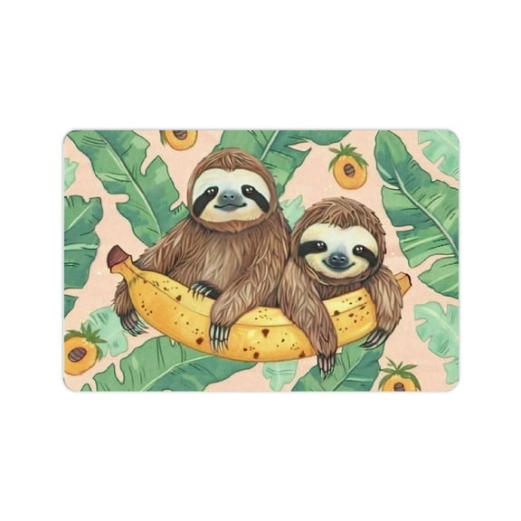 BCIIG Fast Absorption Sloths Banana Pineapples Home Bath Mat Diatom Mud Rug Super Water Absorbent 24x16in