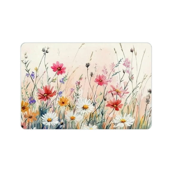 BCIIG Fast Absorption Wildflowers Daisies Grass Home Bath Rug Mat Non-Slip Rubber Backing 24x16in