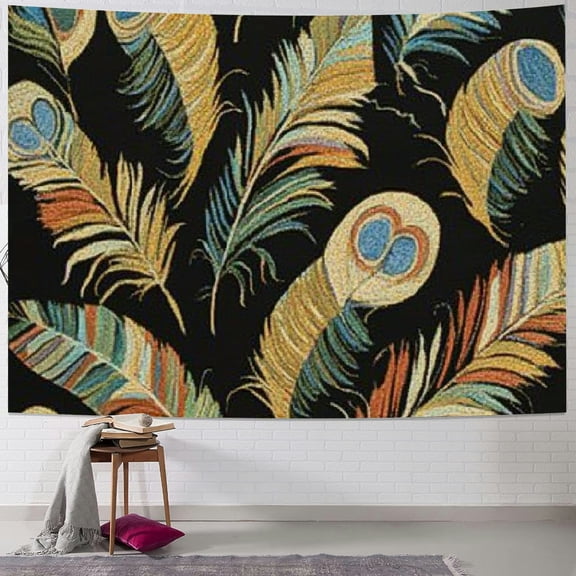 BCIIG Feathers Art Deco Pattern Tapestry Wall Hanging Unique Style 40x30inch