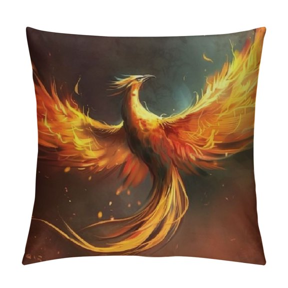 BCIIG Firebird Symbolism Graphic Decorative Cushion Cover for Home Couch Living Room Bed Sofa, 1PC Short Plush Pillow Cover Home Furnishing 12x12in
