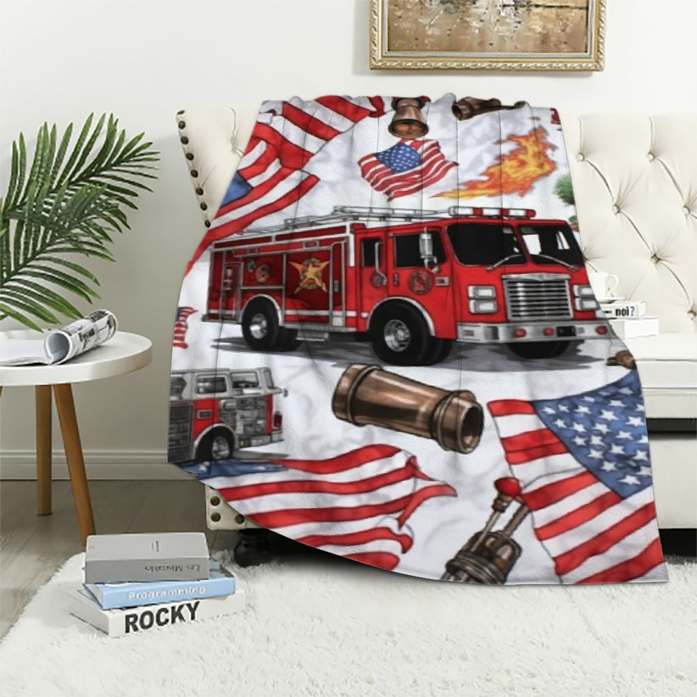 Fireman Throw BCIIG Firetruck Throw Blanket, Super-Soft Firefighter Blanket for ...
