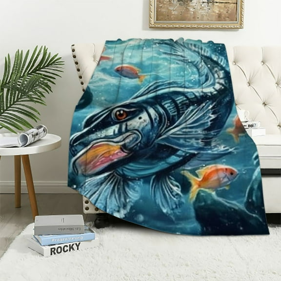 BCIIG Fish Blanket,Funny Fish Gifts for Boys Girls Adults,Fish Throw Blanket Gifts,Soft Lightweight Flannel Quilts for Bedroom Sofa Couch Office Outdoors, 40x50in