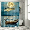 thumbnail image 1 of BCIIG Fish Boat Fishing Bathroom Decor Set with Hooks Polyester Fabric Shower Curtain Home Bathroom Decoration 60"x72, 1 of 7