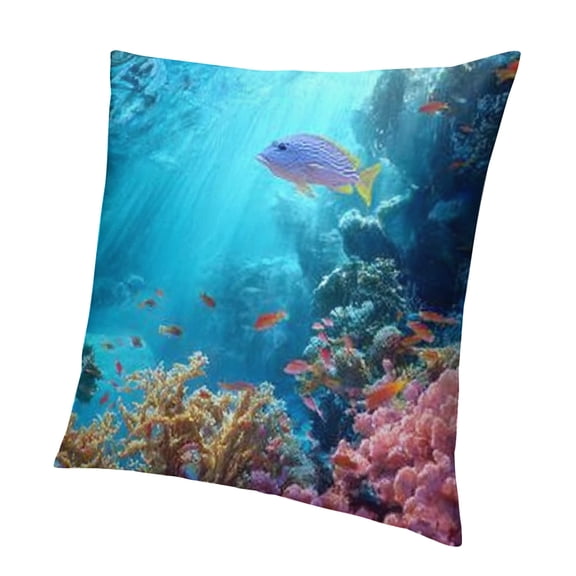 BCIIG Fish Coral Reef Sunlight Aesthetic Decorative Pillowcase 12x12in