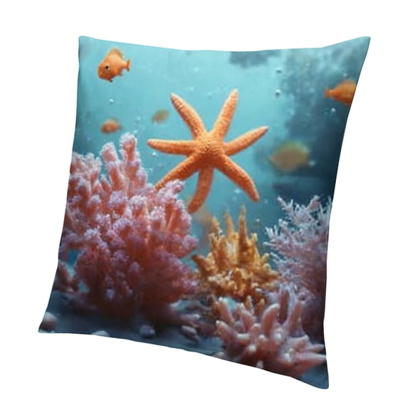 BCIIG Fish Tank Corals Sea Stars Decorative Pillowcase 1PC 22x22in