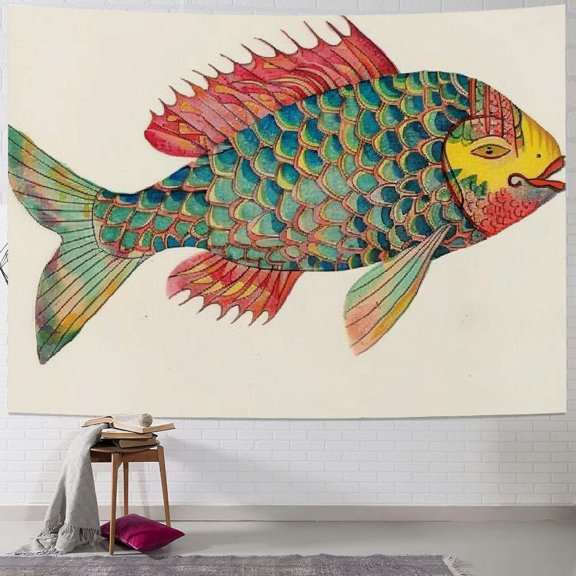 BCIIG Fish Tapestry Wall Hanging Unique Style Graphic Tapestries for Home Wall Decor in Living Room Bedroom Apartment Dorm Farmhouse 50x40inch