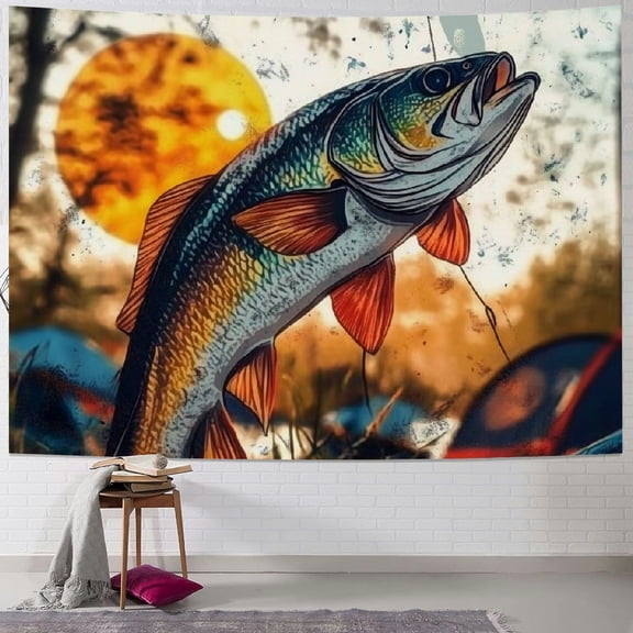 BCIIG Fish Tents Sun Tapestry Wall Hanging Unique Style Graphic Tapestries Home Wall Decor Art for Living Room Bedroom Apartment Farmhouse Dorm Wall Art Tapestry Wall Beautification Decoration