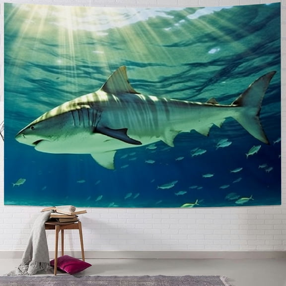 BCIIG Fish Underwater Sunbeam Tapestry Wall Hanging Unique Style for Home Decor Living Room Bedroom Dorm 60x50inch