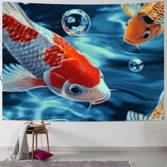 BCIIG Fish Water Bubbles Tapestry Wall Hanging Unique Style Graphic Tapestries Home Wall Decor Art for Living Room Bedroom Apartment Farmhouse Dorm Plush Short Pile 4-Pack 40x30inch