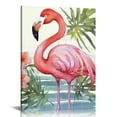 thumbnail image 1 of BCIIG Flamingo Flower Watercolor Painting Fine Art Aesthetic Poster Print Wall Painting for Living Room Bedroom Home Office Wall Decor Canvas 16x20 in, 1 of 5