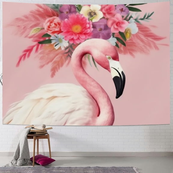 BCIIG Flamingo Flowers Tapestry Wall Hanging Unique Style Graphic Tapestries Home Wall Decor Art for Living Room Bedroom Apartment Farmhouse Dorm 40x30inch