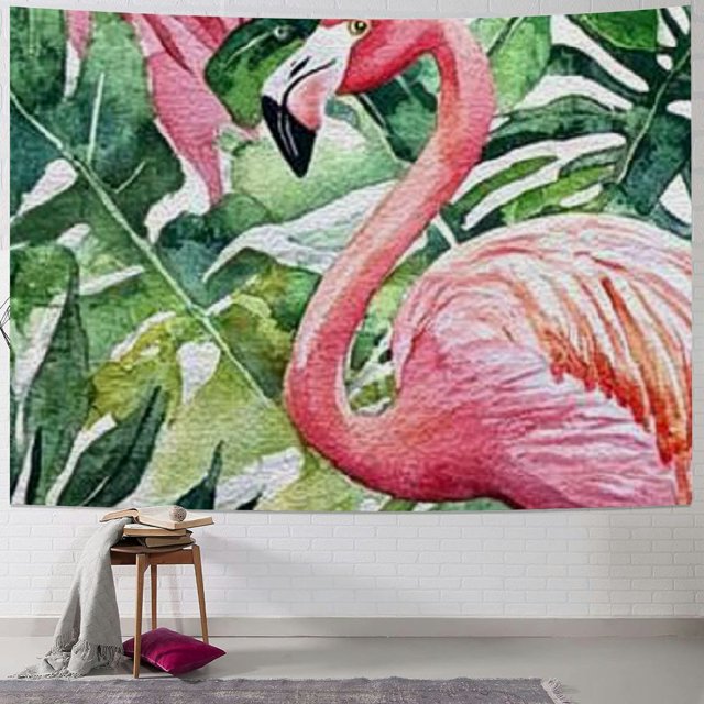 BCIIG Flamingo Leaves Watercolor Tapestry Wall Hanging Unique Style for