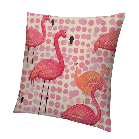 BCIIG Flamingo Polka Dots Kitsch Movement Square Pillowcase 18x18in