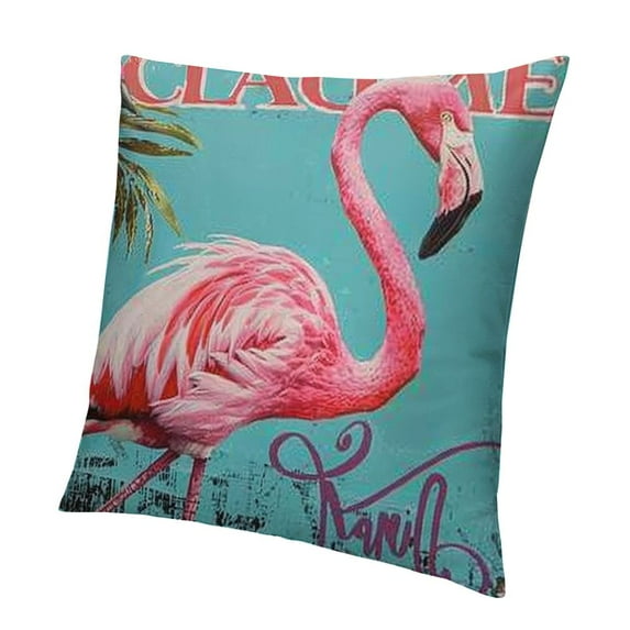 BCIIG Flamingo Throw Pillow Covers Vintage Animal Pink Bird with Welcome Word Pillow Case Cushion Cover Outdoor Decor Sofa Home Pillow Covers 12x12in