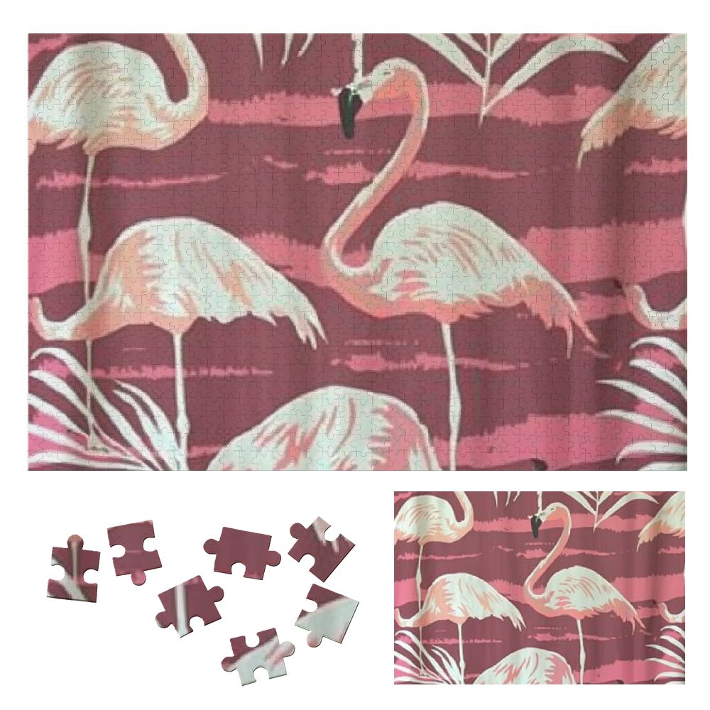 1000 Piece Pink Flamingo Jigsaw Puzzle | Round Challenging Adult Puzzle | Tropical Bird & Flower Wall Art Decor