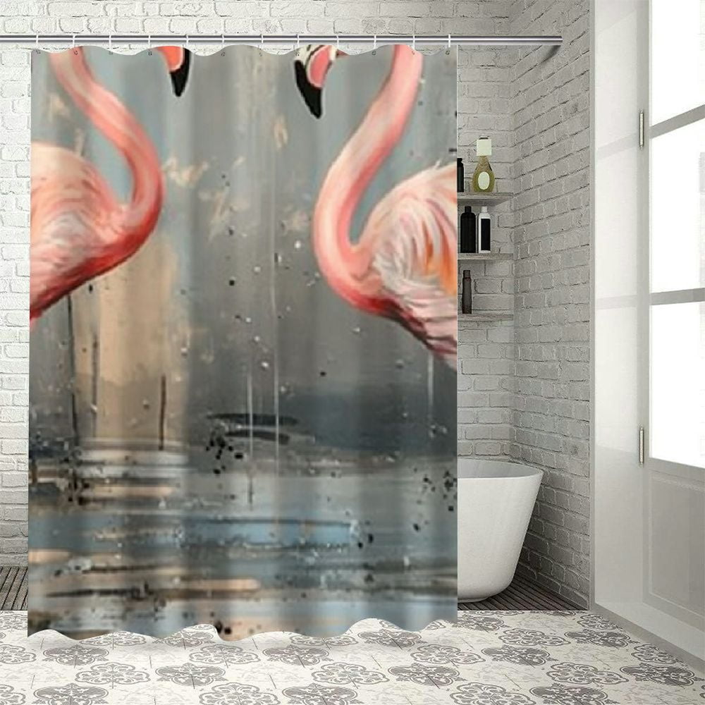 BCIIG Flamingos Flowers Bathroom Decoration Set, Luxury Polyester ...