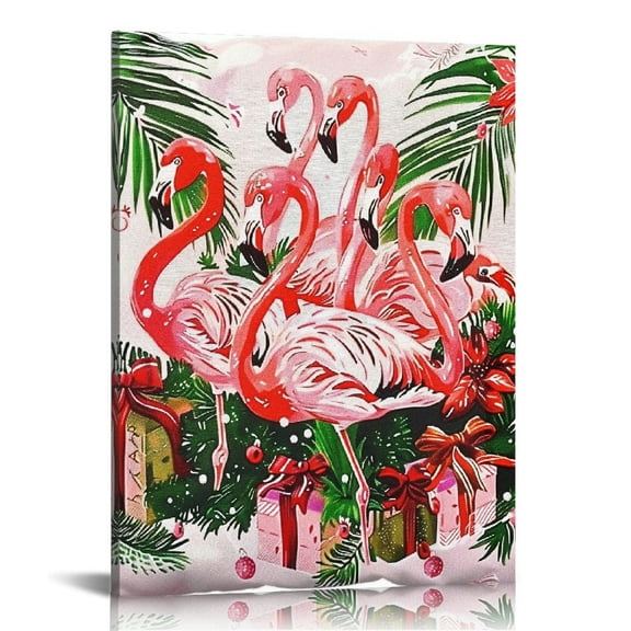 BCIIG Flamingos Presents Kitsch Movement Fine Art Aesthetic Poster & Print Wall Painting for Home Decor - Ready to Hang Canvas Artwork for Living Room, Bedroom, Office 12x16 in
