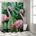 thumbnail image 1 of BCIIG Flamingos Tropical Leaves Chic Modern Bathroom Shower Curtain Set 69"x72, 1 of 7