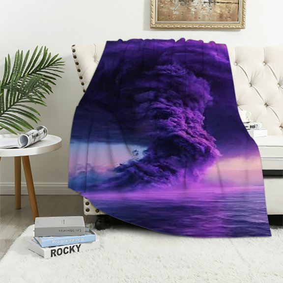 BCIIG Flannel Lightweight Blanket Purple Cloud Design All Seasons 60x80in