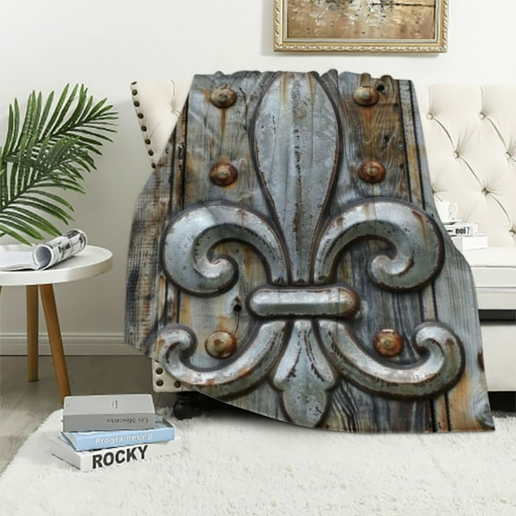 BCIIG Fleur-De-Lis Throw Blanket Flannel Tin Cozy Blanket Home Blankets Soft Lightweight for Couch Sofa Living Room 60x80in