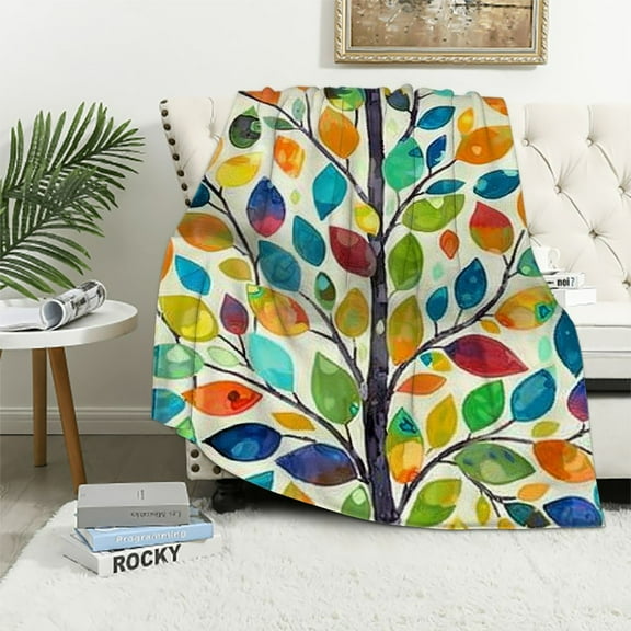 BCIIG Floral Blanket Gifts for Women Girls for Bed Living Room Bedding Couch Soft Lightweight Warm Cozy Abstract Bright Colorful Leaves Throw Blankets Decor All Seasons 40x50in