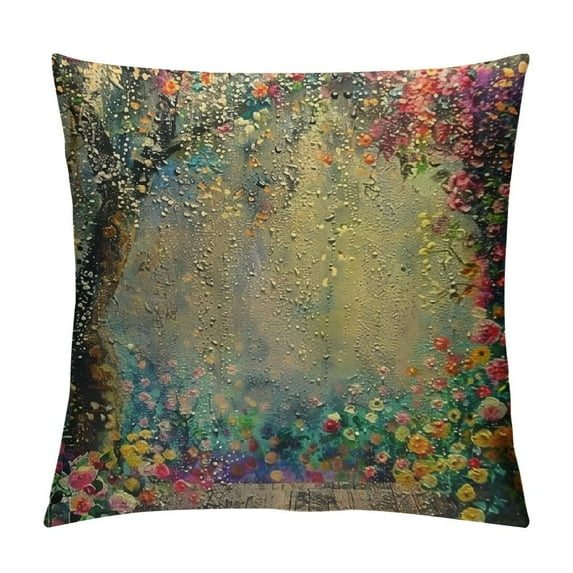 BCIIG  Floral Pillows Flower Decorative Throw Pillow Cover Watercolor Painting Flowers Pillow Case Square Cushion Cover for Sofa Bed Purple 20x20in