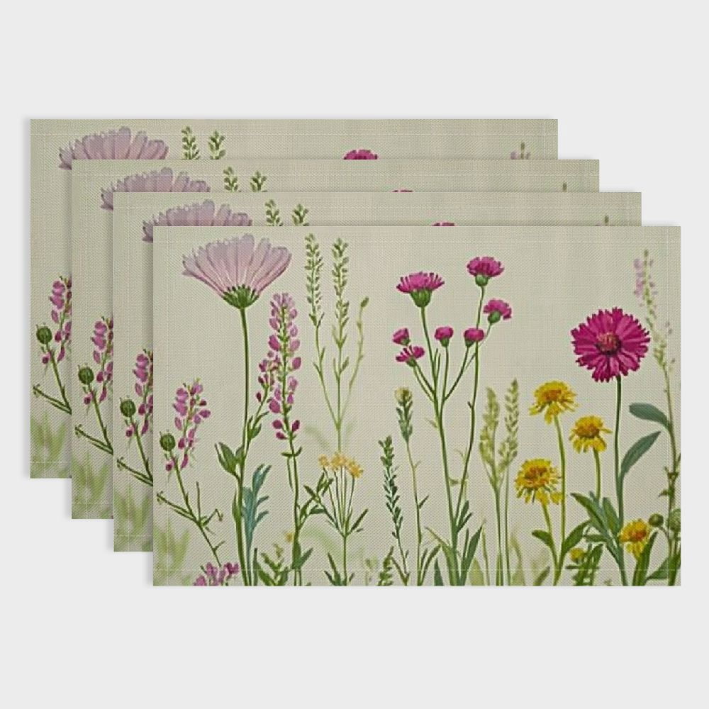 BCIIG Floral Placemats Set of 4 Washable Non-Slip Heat Resistant Spring ...