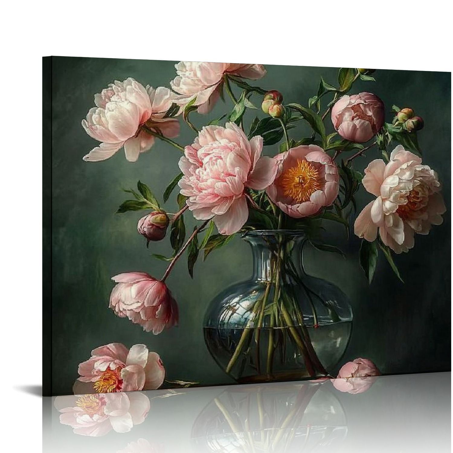 BCIIG Floral Wall Art, Peonies Painting Wall Art Canvas Prints Pictures ...
