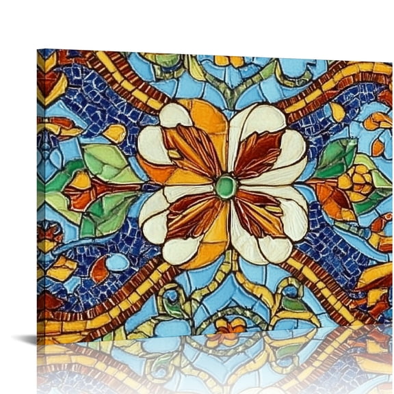 BCIIG Flower Design Wall Decor for Bedroom and Living Room, Fashion Kitchen Wall Pictures, Home Office Wall Art, Handmade Canvas Art Print 16x12in