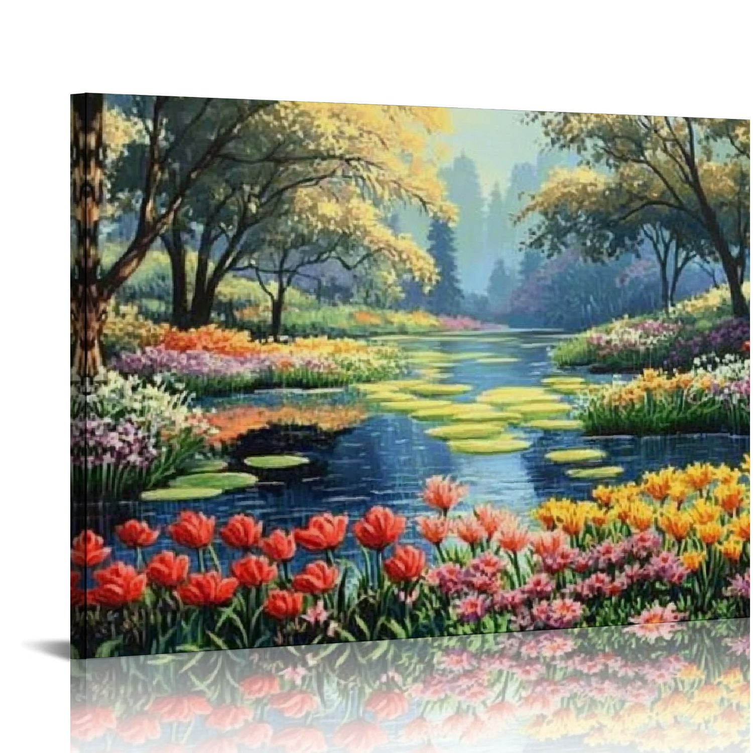 BCIIG Flower Garden Pond Trees Canvas Prints Modern Art for Living Room  Bedroom Home Office Wall Decor 20x16in - Walmart.com, image size:1500x1500