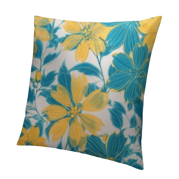 BCIIG Flower Pattern Blue Yellow Pillow Covers for Home Furnishing 18x18in