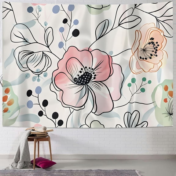 BCIIG Flower Pattern Tapestry Wall Hanging Unique Style Graphic Tapestries Home Wall Decor Art for Living Room Bedroom Apartment Farmhouse Dorm 40x30inch