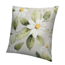 BCIIG Flower Pillow Green Leaves Square Short Plush Home Decor 12x12in