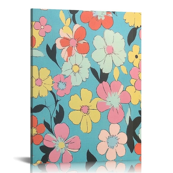 BCIIG Flowered Background Silk Screen Kitsch Canvas Prints Wall Art 12x16 in