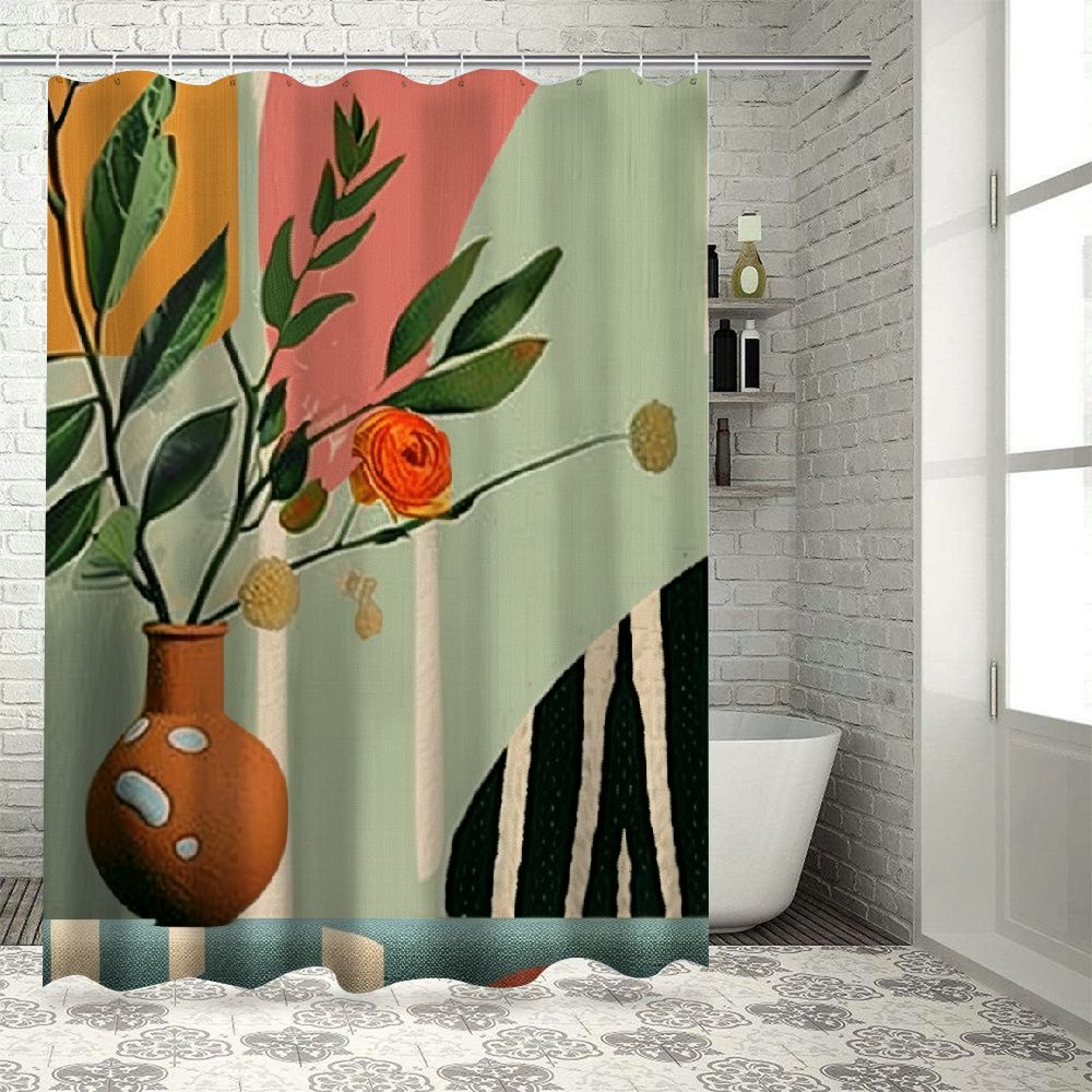 BCIIG Flowers Bathroom Decor Set Colorful Luxurious Graphic Print
