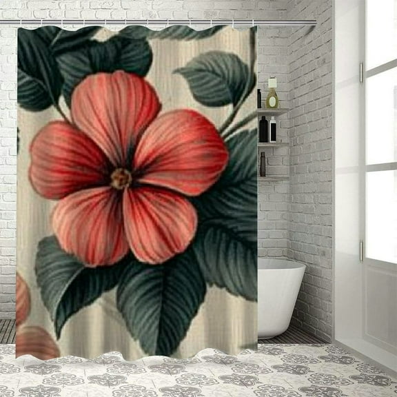 BCIIG Flowers Bathroom Decoration Set, Colorful Luxury Polyester Cloth Shower Curtain with Hooks, Waterproof and Easy to Install 36"x72