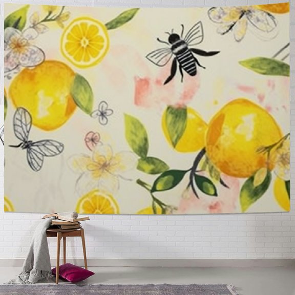 BCIIG Flowers Bee Tapestry Wall Hanging Unique Style Home Decor 40x60inch