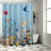 BCIIG Flowers Bird Shower Curtain Waterproof Bathroom Decoration Hooks 36"x72