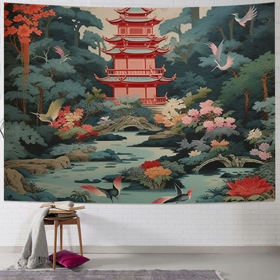 BCIIG Flowers Birds Tapestry Wall Hanging Unique Style for Home Wall Decor - Vivid Design, Soft Fabric, Multiple Sizes Available 50x40inch