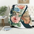 thumbnail image 1 of BCIIG Flowers Butterfly Vintage Warm Lightweight Blanket Soft Fleece Throw Blanket All Seasons Excellent Hand Feel Flannel Material Blanket 50x60in, 1 of 6