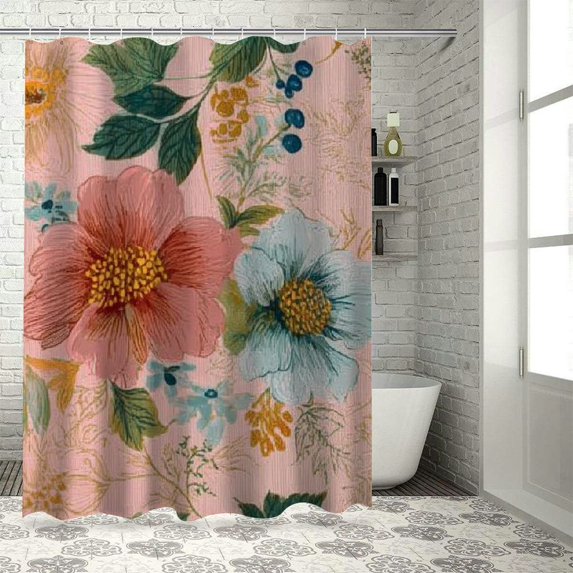 BCIIG Flowers Colors Design Shower Curtain Set Chic Modern Decor 36"x72