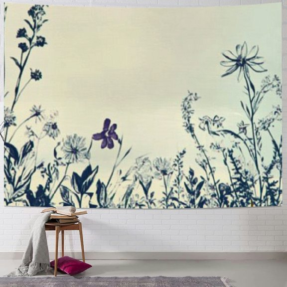 BCIIG Flowers Grass Sky Tapestry Wall Hanging Home Decor Art 60x50inch