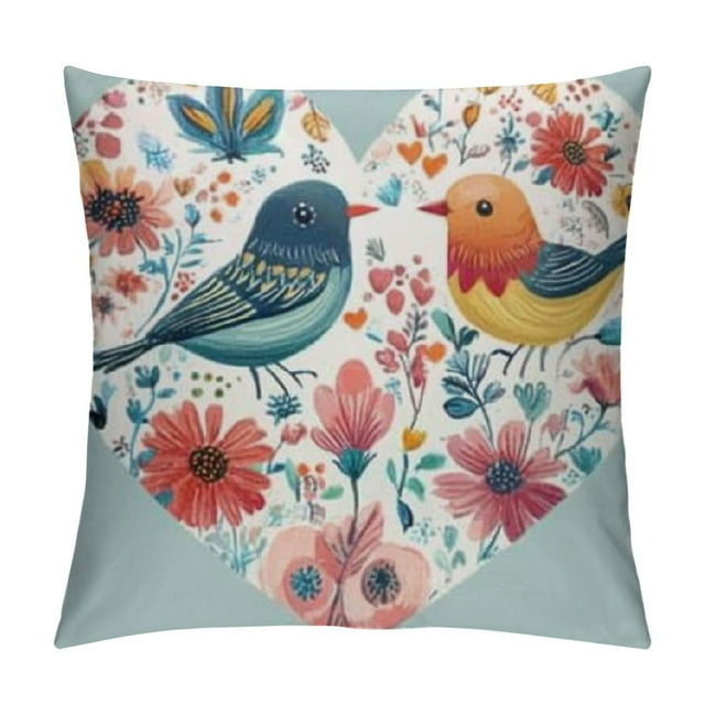 BCIIG Flowers Heart Graphic Decorative Cushion Throw Pillow Cover for