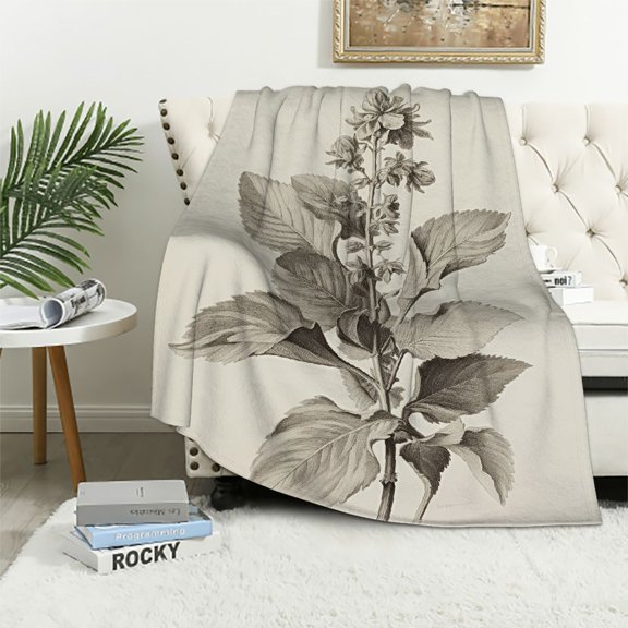 BCIIG Flowers Leaves Engraving Warm Lightweight Blanket Soft Fleece Blanket for All Seasons 50x60in