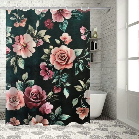 BCIIG Flowers Leaves Rococo Shower Curtain with Hooks for Bathrooms 69"x72